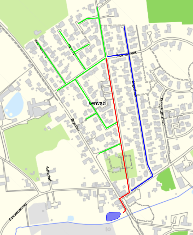 Kortoversigt med foreløbig plan for Isenvad-projekt 2020-25