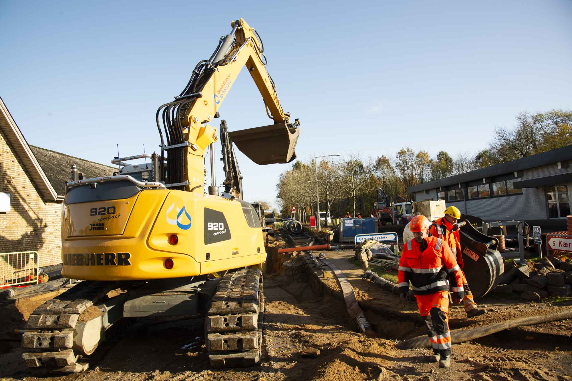 Arbejde med kloakseparering i Isenvad 2020 - Ikast-Brande Spildevand - Foto af Rune Kaldau